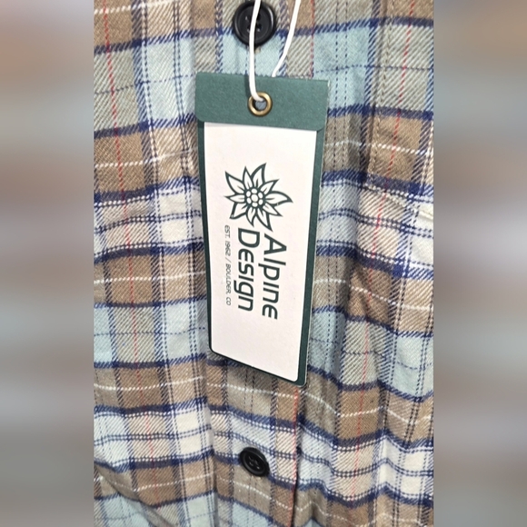 NWT Alpine Design Midweight Flannel Brown Fall River Plaid Top Women's Size Sm - Picture 5 of 6